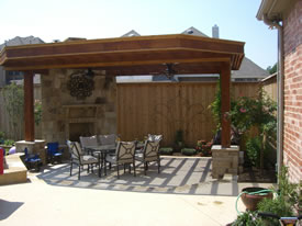 Outdoor Stone Fireplace With Pergola