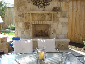 Outdoor Stone Fireplace With Pergola